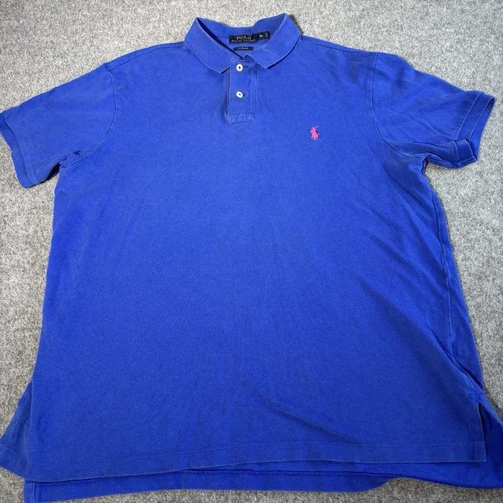 Polo‎ Ralph Lauren Polo Shirt Mens XL Blue Custom Fit Short Sleeve Pony Logo